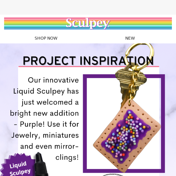 March DIY - Purple Pastry Keychain with NEW Liquid Sculpey!