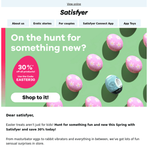 Happy Easter from Satisfyer – save 30% now!