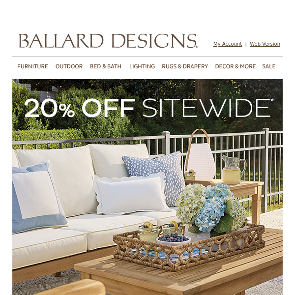 Save 20% on all outdoor