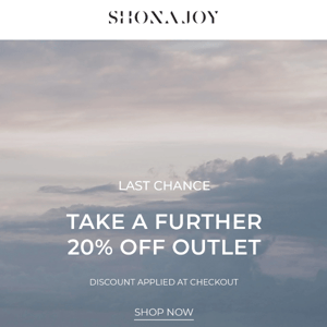 Last Chance – Extra 20% Off Outlet