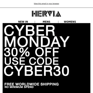 HERVIA | Cyber Monday 30% Off + Free Worldwide Shipping