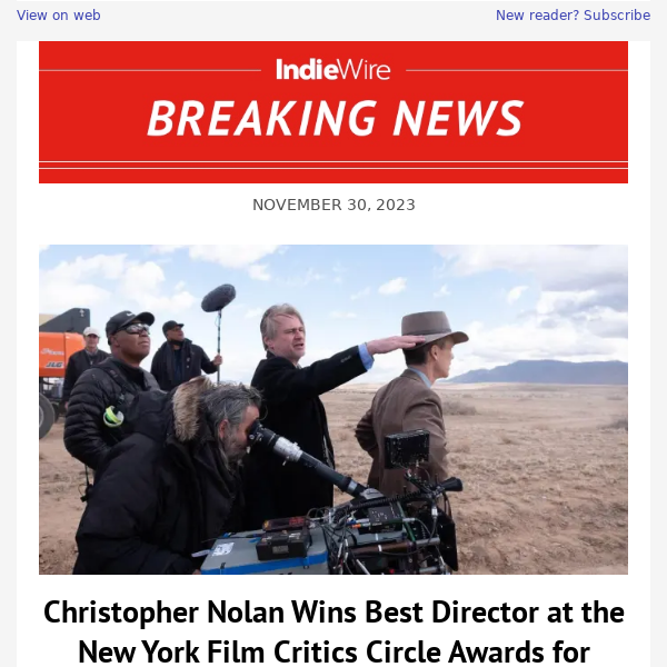 Christopher Nolan Wins Best Director at the New York Film Critics Circle Awards for 'Oppenheimer'