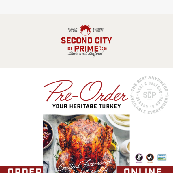 Experience the Taste of Free-Range Turkey from Second City Prime!