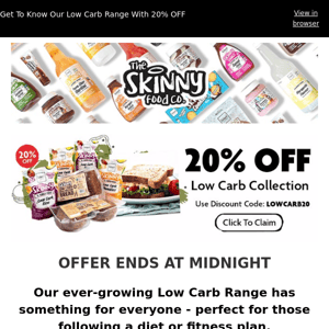 Low Carb AND Just 4kcal: 20% OFF Now