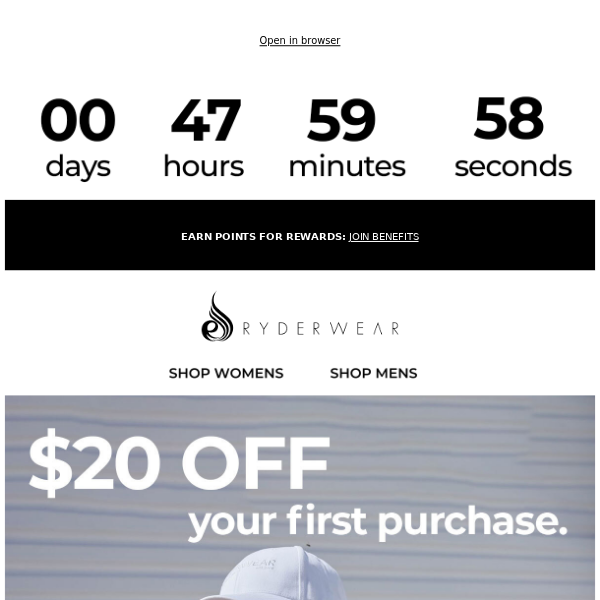 🔥 $20 OFF  Ryderwear!