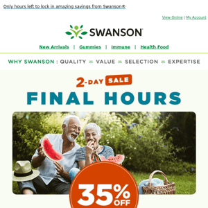 35% off your favorite Swanson® products sale ends at midnight!