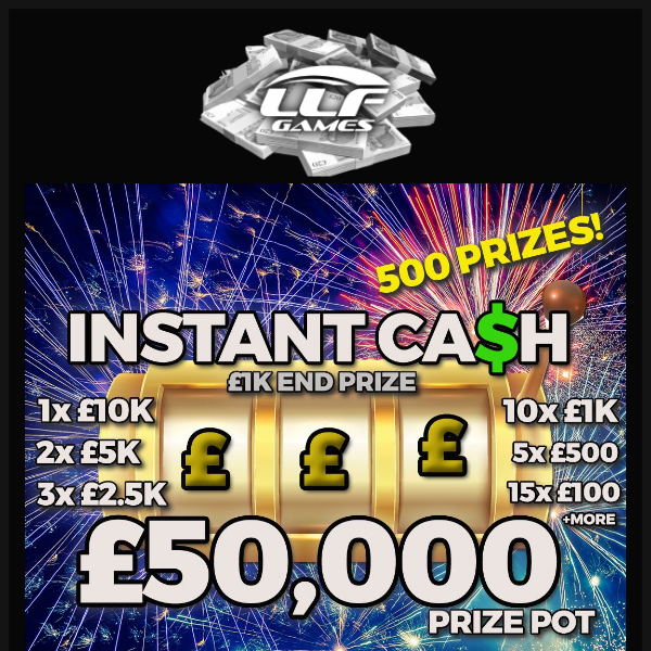 FINAL CHANCE TO WIN BUNDLES OF INSTANT CASH TONIGHT 💸 Huge £££ still waiting to be won - Tickets Just 99p!