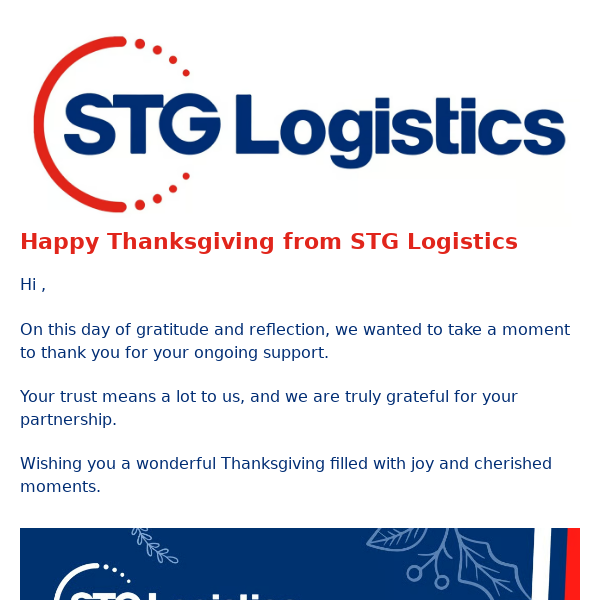 Happy Thanksgiving from STG Logistics