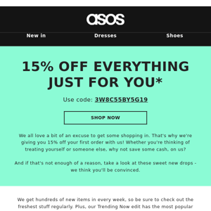 15% off everything* on your first order 📦