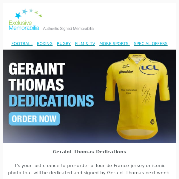 Geraint Thomas Dedications- Last Chance! ⏰