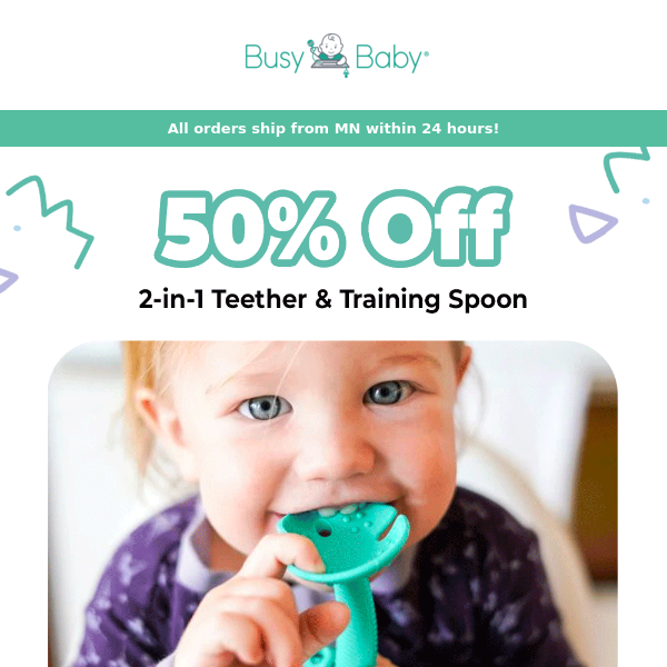 A Busy Baby Teether & Training Spoon - Tan