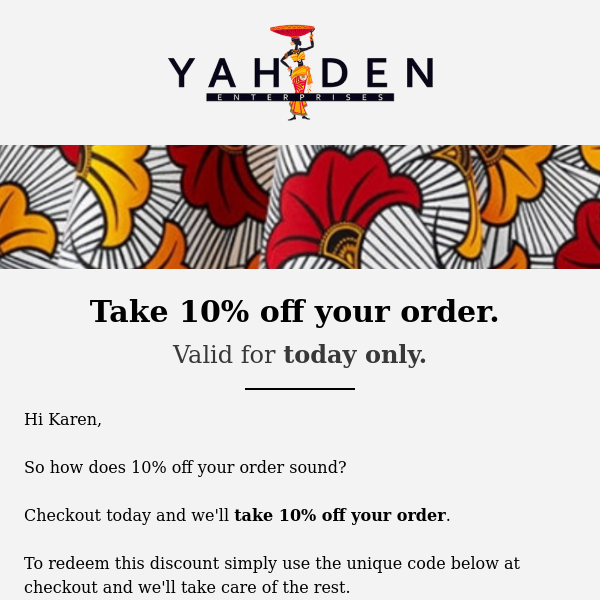 Take 10% off your order