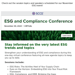 Explore the agenda: ESG and Compliance Conference