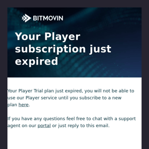 Bitmovin Subscription Expired