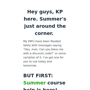 Discount + summer course help?