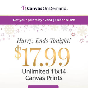 Hurry, 11x14 Canvas Prints for $17.99 ends tonight!