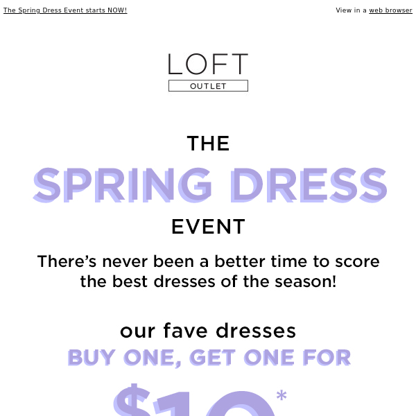 BOGO for $10 on spring-ready dresses!