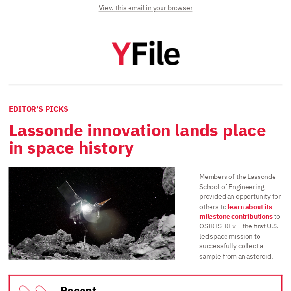 In this issue: Lassonde space mission, Schulich ranking and more