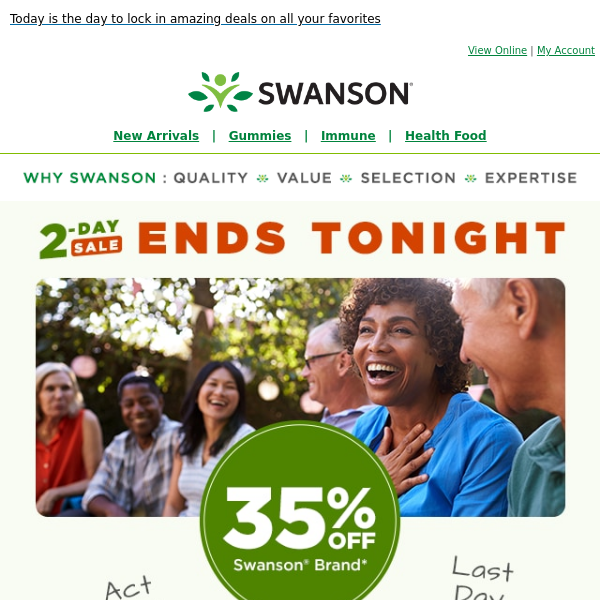 Ends today: Save 35% on Swanson® health products