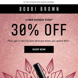 Cyber Monday event: 30% off + free full-size skincare