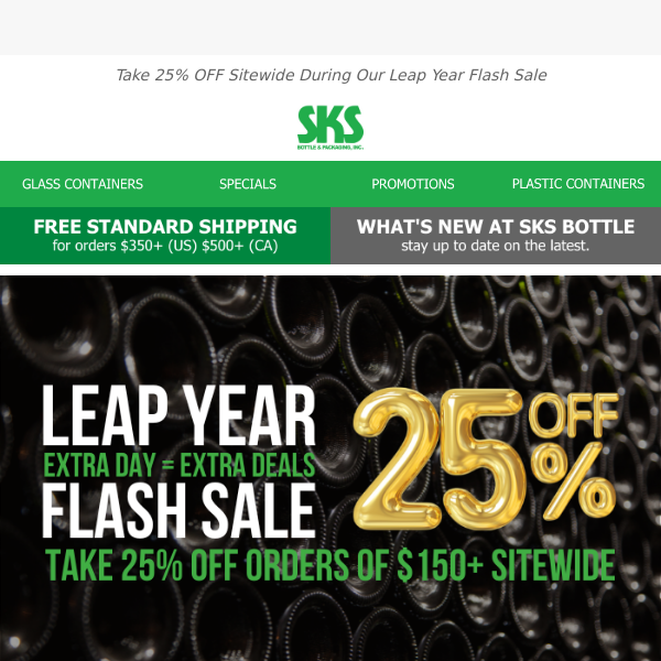 🗓️🎉 Celebrate Leap Day With 𝟮𝟱% 𝗢𝗙𝗙 Everything! Extra Day = Extra Savings At SKS Packaging!