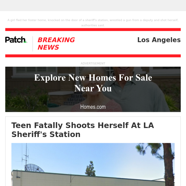 ALERT: Teen Fatally Shoots Herself At LA Sheriff's Station – Mon 12:52:59PM