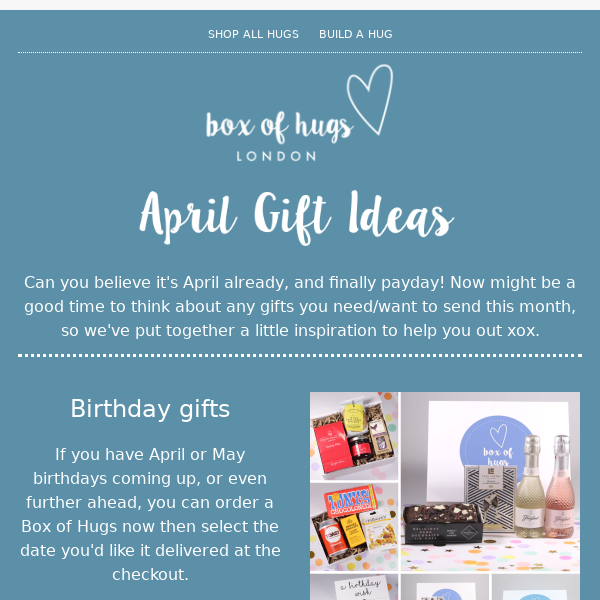 Need Gift Ideas For April? How About A Hug In The Post?