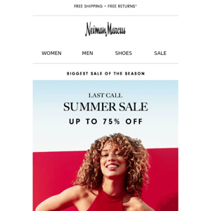 Save up to 75% during Last Call Summer Sale