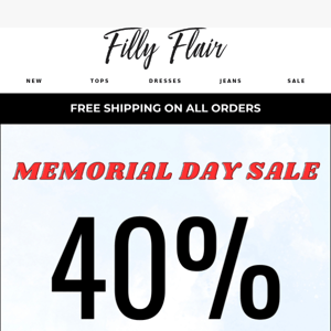 ⭐ 40% Off - Kickoff Memorial Day Weekend! ⭐