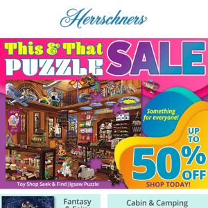 All your interests in one place! Up to 50% off puzzles!