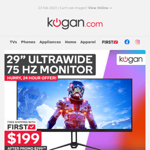 🖥️ 29" Ultrawide 75Hz Monitor Just $199 (Rising to $299.99 in 24HRS!)