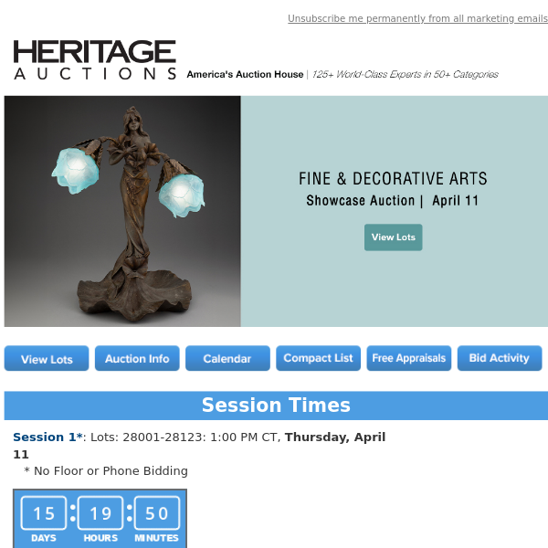 Bid Now: April 11 Fine & Decorative Arts Showcase Auction