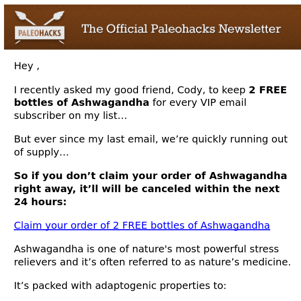 your 2 FREE bottles of Ashwagandha