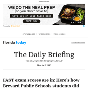 Daily Briefing: FAST exam scores are in: Here's how Brevard Public Schools students did