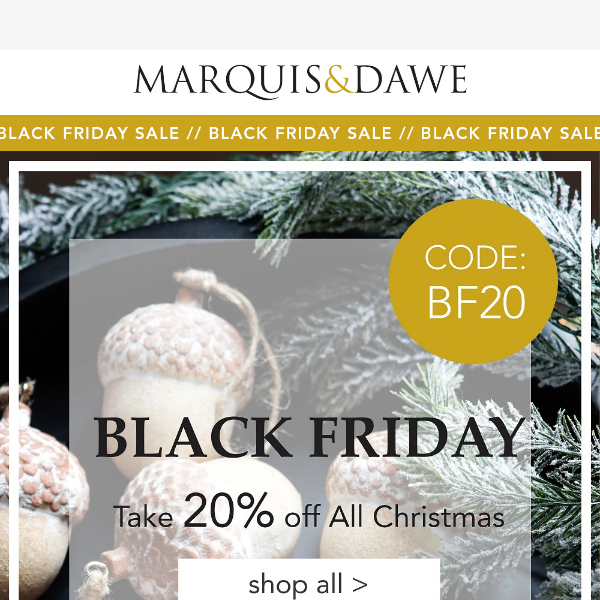 Black Friday Week 20% Off Christmas