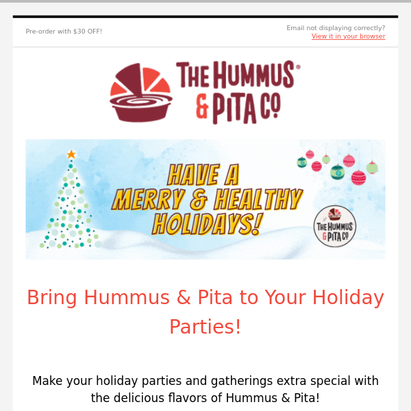 Healthy Holidays with Hummus and Pita Catering!