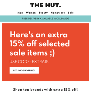 Back by popular demand: extra 15% off SALE with code EXTRA15