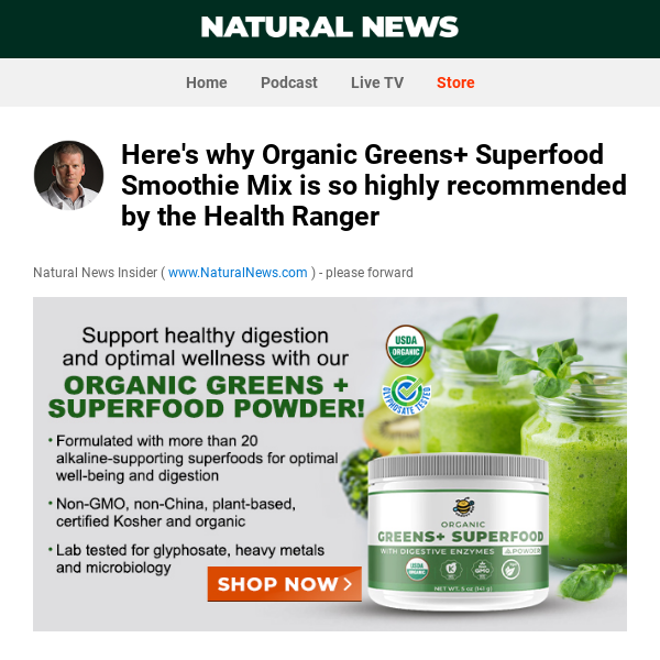 Here's why Organic Greens+ Superfood Smoothie Mix is so highly recommended by the Health Ranger