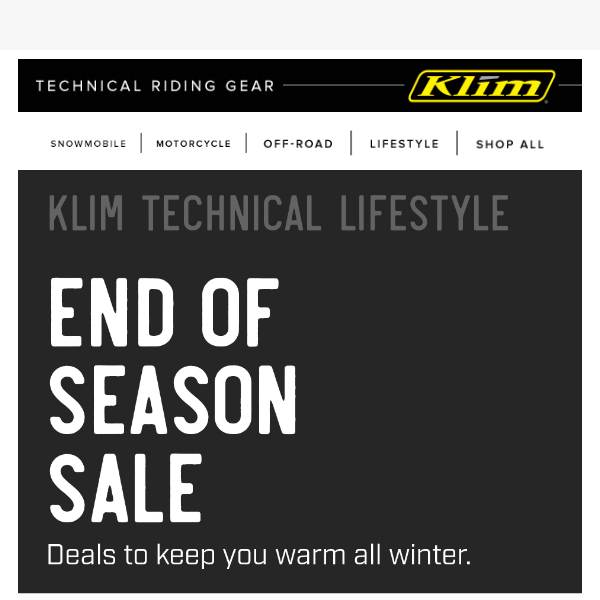 End of Season Sale - KLIM Lifestyle