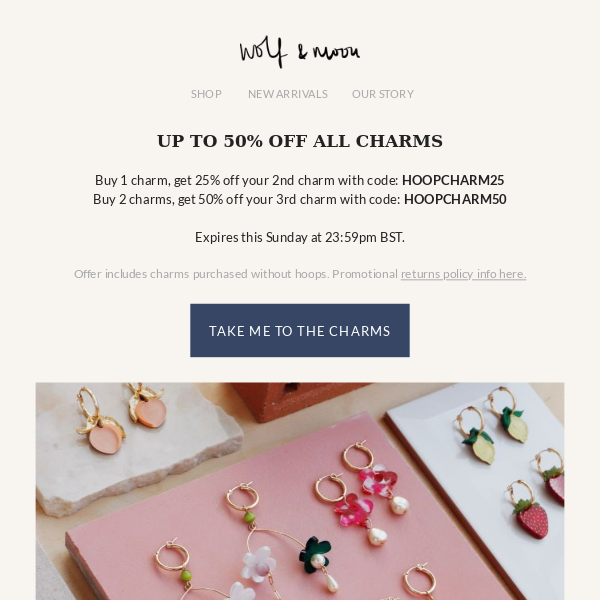 Get up to 50% off your favourite charms