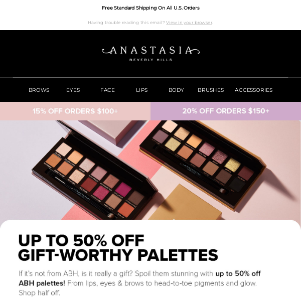 50% Off Palettes, FREE Beauty Bag & More.