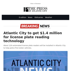 Atlantic City to get $1.4 million for license plate reading technology