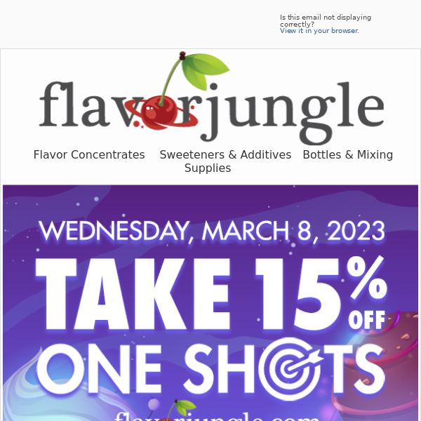 SAVE with One Shot Wednesday at FlavorJungle.com