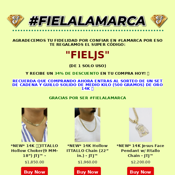 Javier The Jeweler NYC, 🎁 TU REGALO POR SER #fielalamarca 🙏