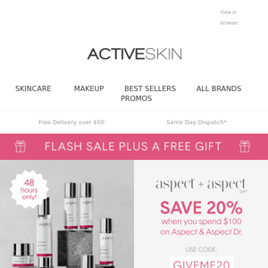 Limited Time Offer: 20% off Aspect & Aspect Dr + FREE Cleanser! 😍