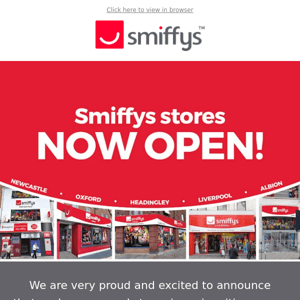 SMIFFYS stores now open 🤩