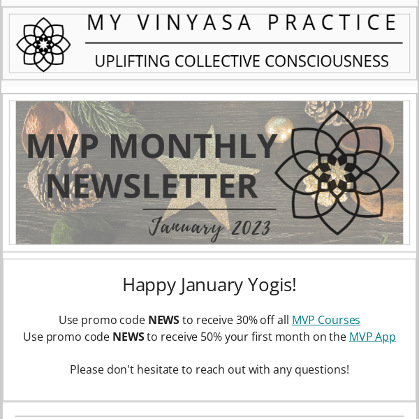 My Vinyasa Practice | January Newsletter