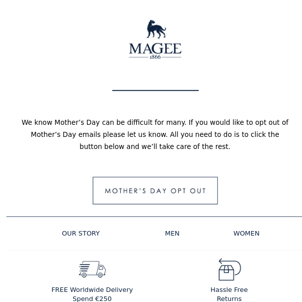 Would you like to opt out of Mother’s Day emails?