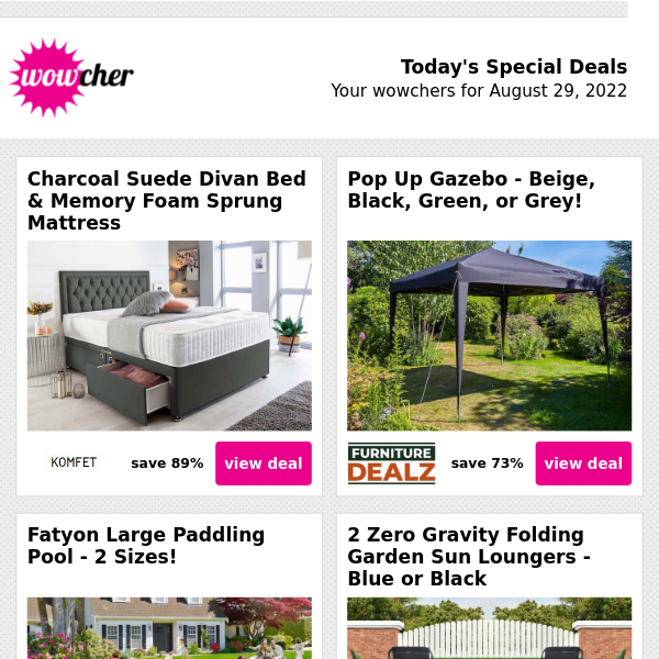 Bank holidays are better with Wowcher... Why not indulge yourself today?
