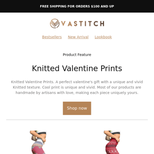 Product Feature: Knitted Heart Print!